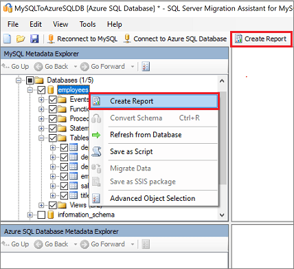 Azure SQL MySQL - Create Report